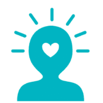 great minds at work logo. head with heart inside